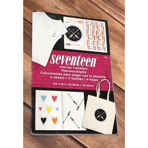 Seventeen Iron-On Transfers 4 Sheets Heart Arrow Design Crafting Applique 72037